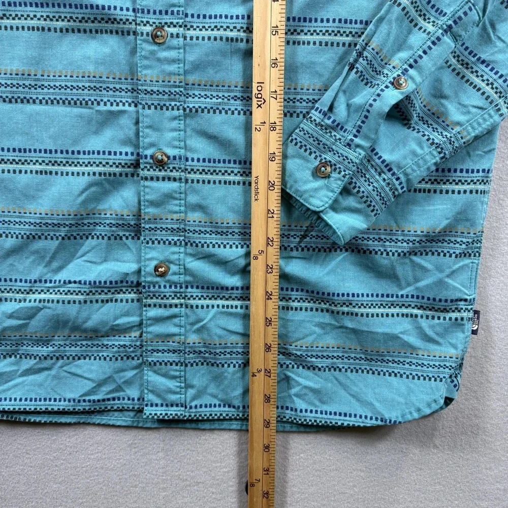 The North Face Shirt Mens‎ Large Blue Striped Long Sleeve Button Front Casual